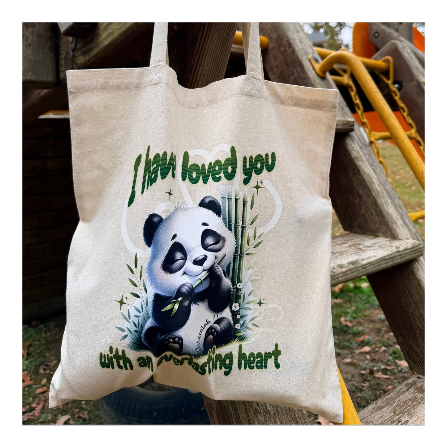 “I Have Loved You With an Everlasting Heart” – Panda Faith Tote