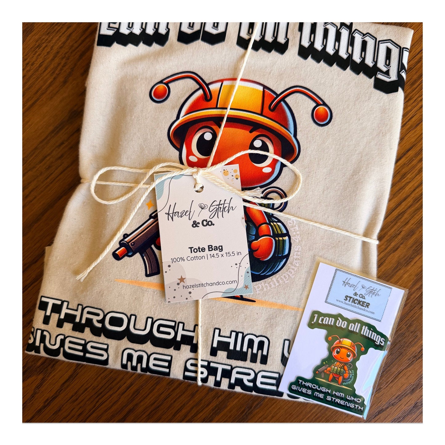 “I Can Do All Things” – Faith Canvas Tote (Ant)